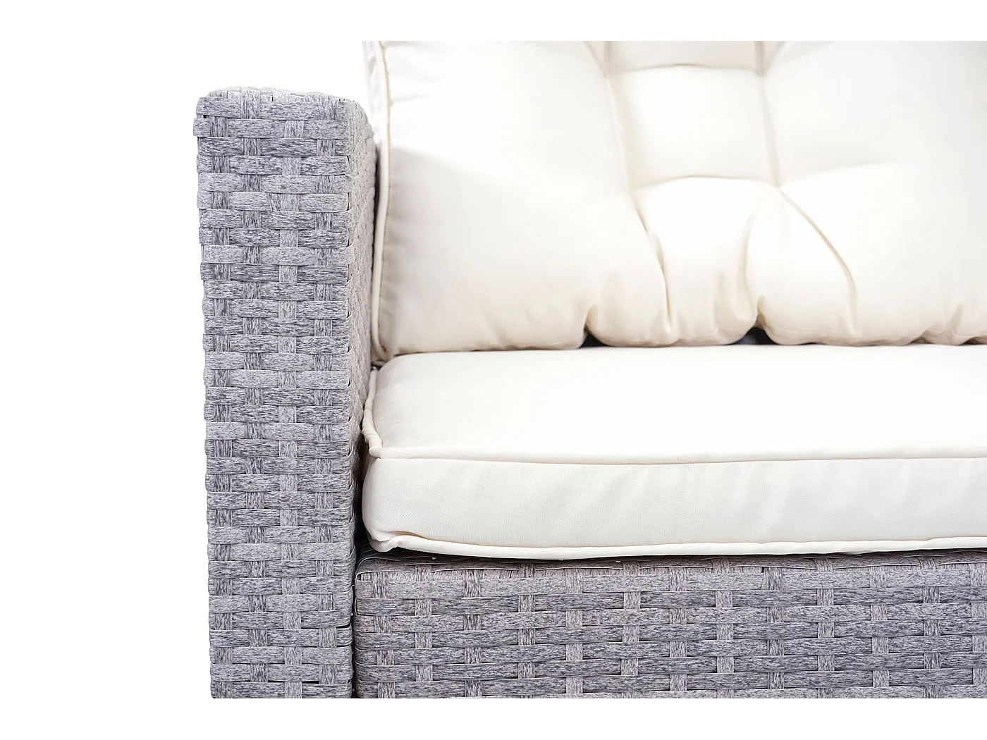 Zestaw z polirattanowym wykończeniem MCW-A29,  jasnoszary, poduszki w kolorze kremowym + ławka