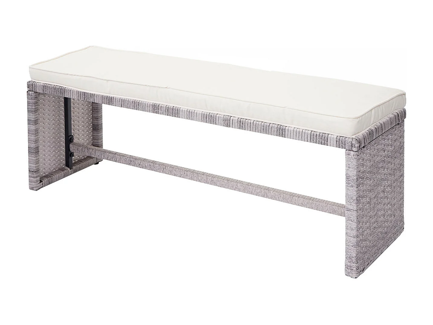 Zestaw z polirattanowym wykończeniem MCW-A29,  jasnoszary, poduszki w kolorze kremowym + ławka