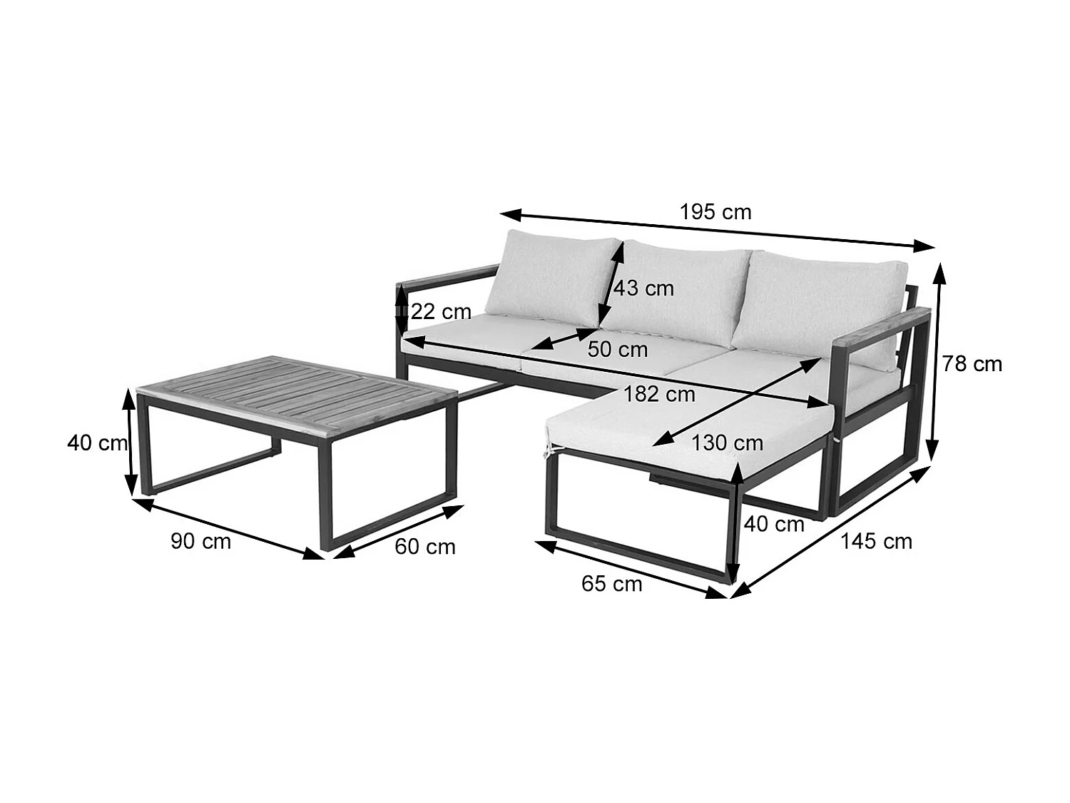 Tuinset MCW-L26b (set van 3),  lichtgrijs