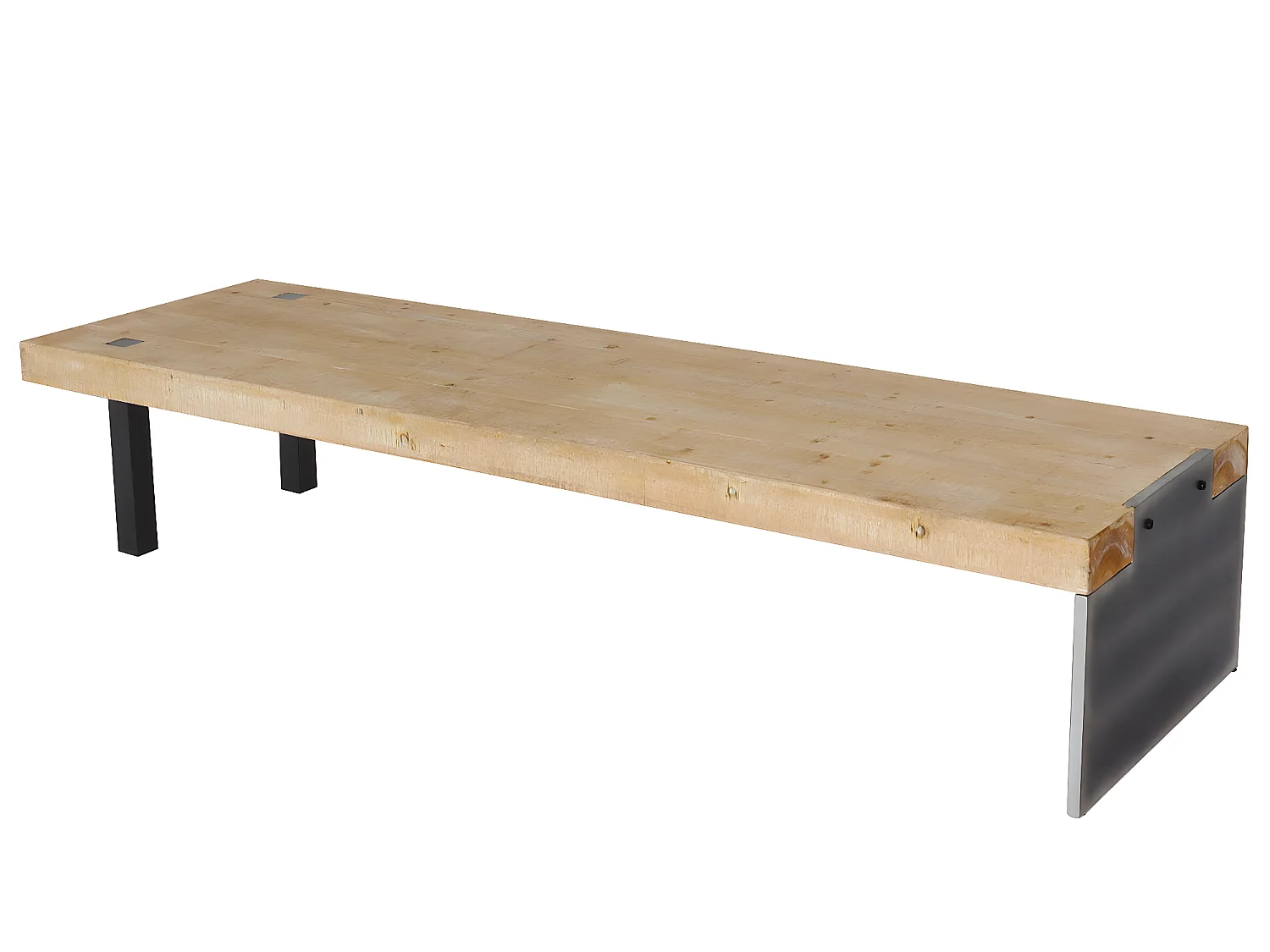 Set tavolo con panca sala da pranzo soggiorno MCW-L75 200cm ferro legno chiaro e nero