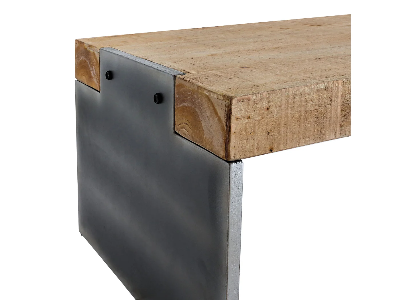 Set tavolo con panca sala da pranzo soggiorno MCW-L75 200cm ferro legno chiaro e nero