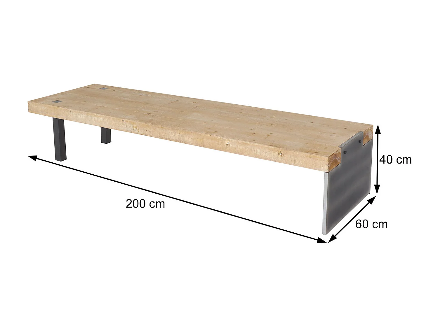 Sitzbank MCW-L75, Esszimmerbank Bank Garderobenbank, Industrial Massiv-Holz MVG-zertifiziert 200cm, natur