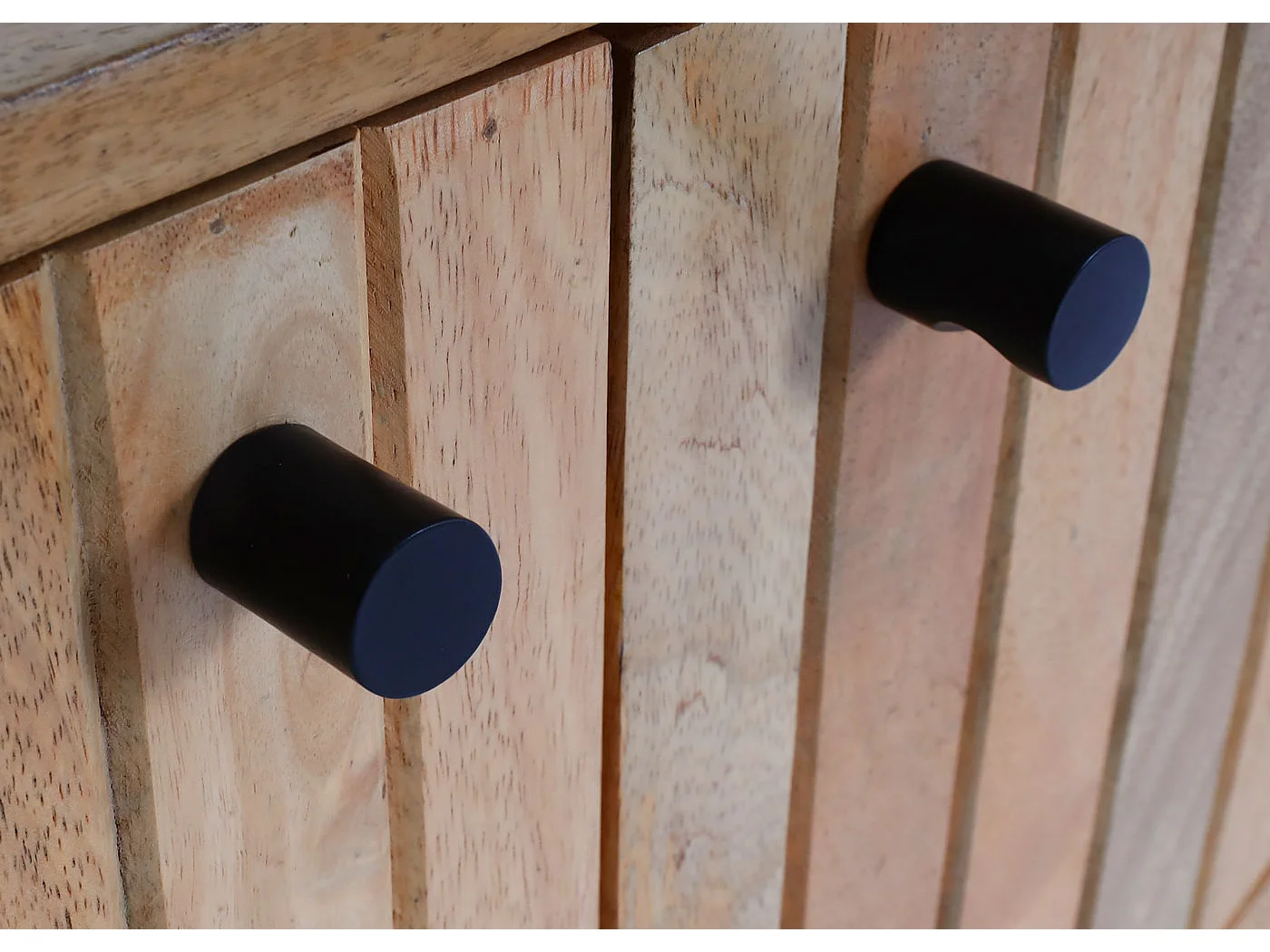 Credenza armadietto mobile MCW-L95 metallo legno di mango 86x90x43cm colore naturale