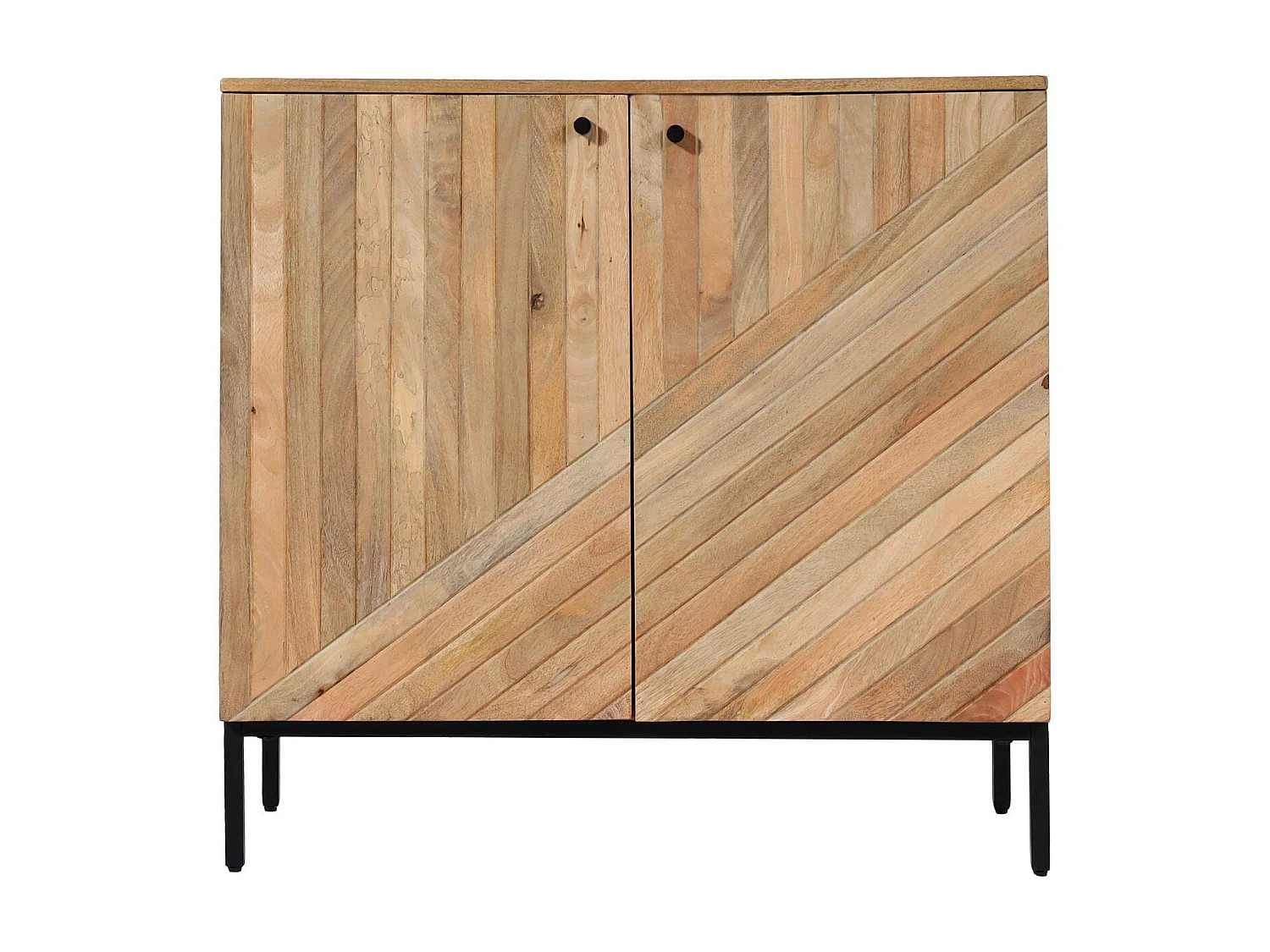 Credenza armadietto mobile MCW-L95 metallo legno di mango 86x90x43cm colore naturale