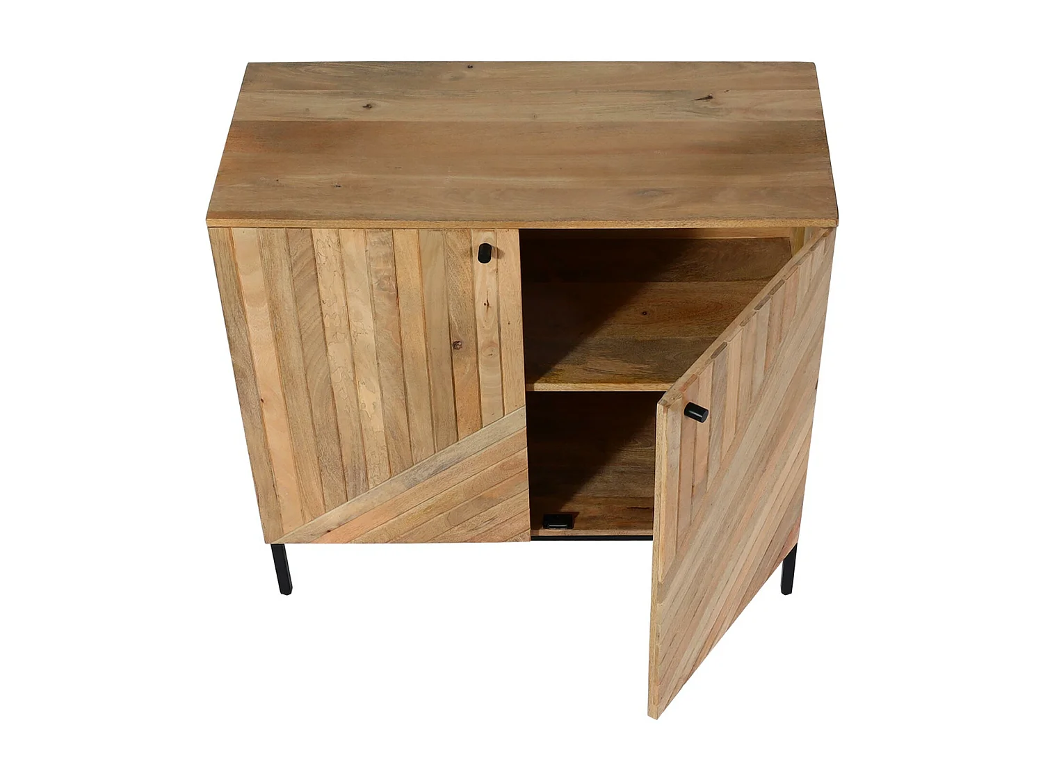 Credenza armadietto mobile MCW-L95 metallo legno di mango 86x90x43cm colore naturale