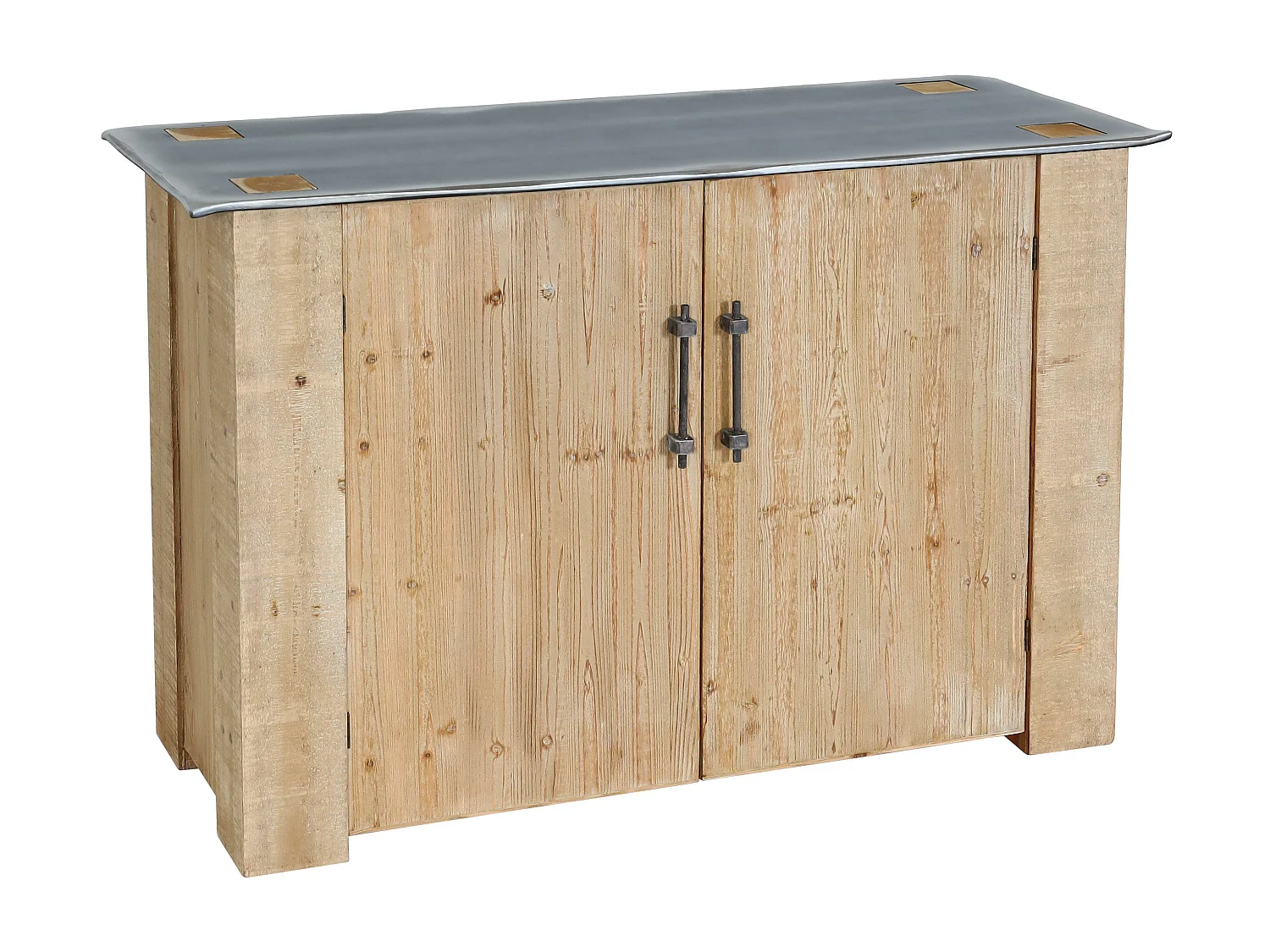 Credenza cassettiera armadietto soggiorno design industriale MCW-L76 80x120x48cm legno di abete naturale e nero