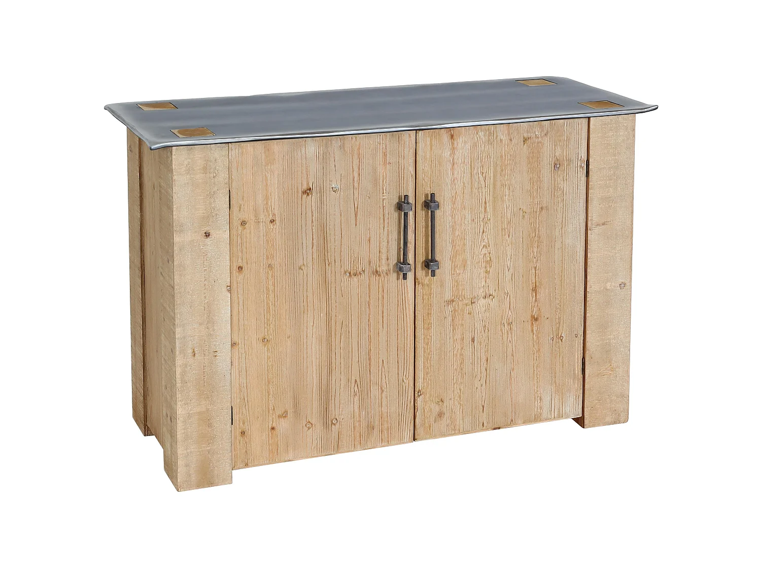 Sideboard MCW-L76, Kommode Schrank, Industrial Massiv-Holz MVG-zertifiziert 80x120x48cm, natur mit Metall-Optik