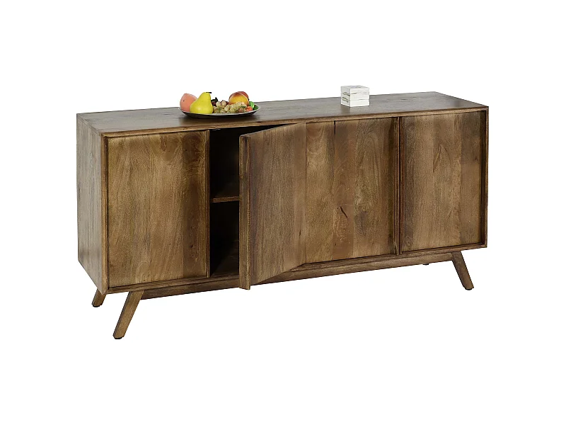 Credenza 4 sportelli 4 ripiani soggiorno cucina MCW-L96 72x146x43cm legno di mango