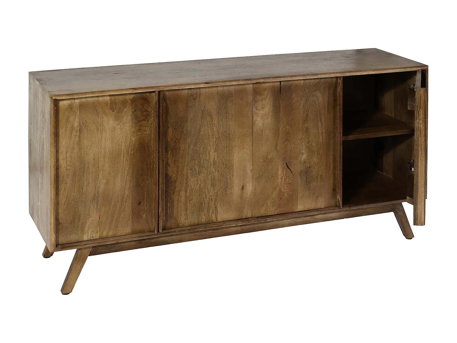 Credenza 4 sportelli 4 ripiani soggiorno cucina MCW-L96 72x146x43cm legno di mango