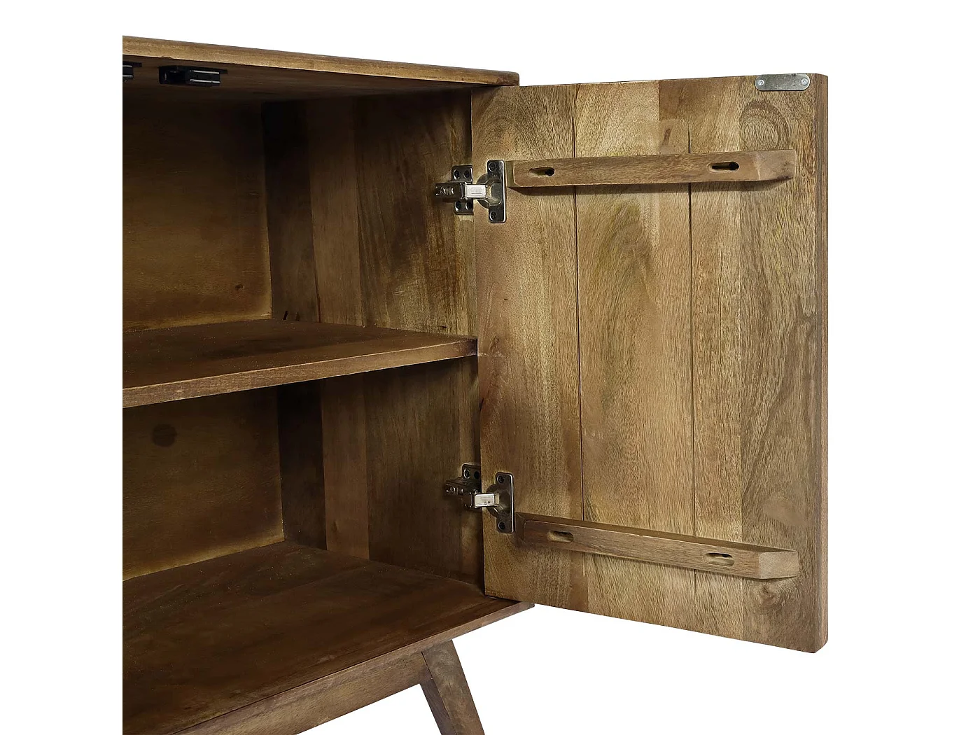 Sideboard MCW-L96, Kommode Schrank Anrichte, 4 Fächer und 4 Regalböden, Massiv-Holz Mango 72x146x43cm MVG, natur