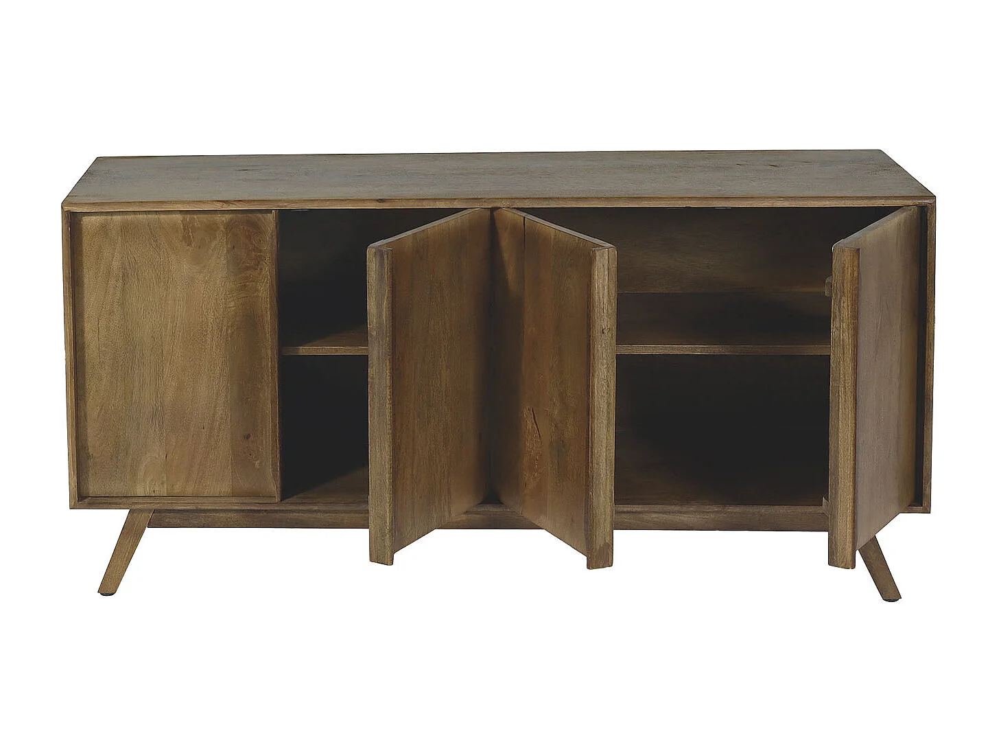 Sideboard MCW-L96, Kommode Schrank Anrichte, 4 Fächer und 4 Regalböden, Massiv-Holz Mango 72x146x43cm MVG, natur