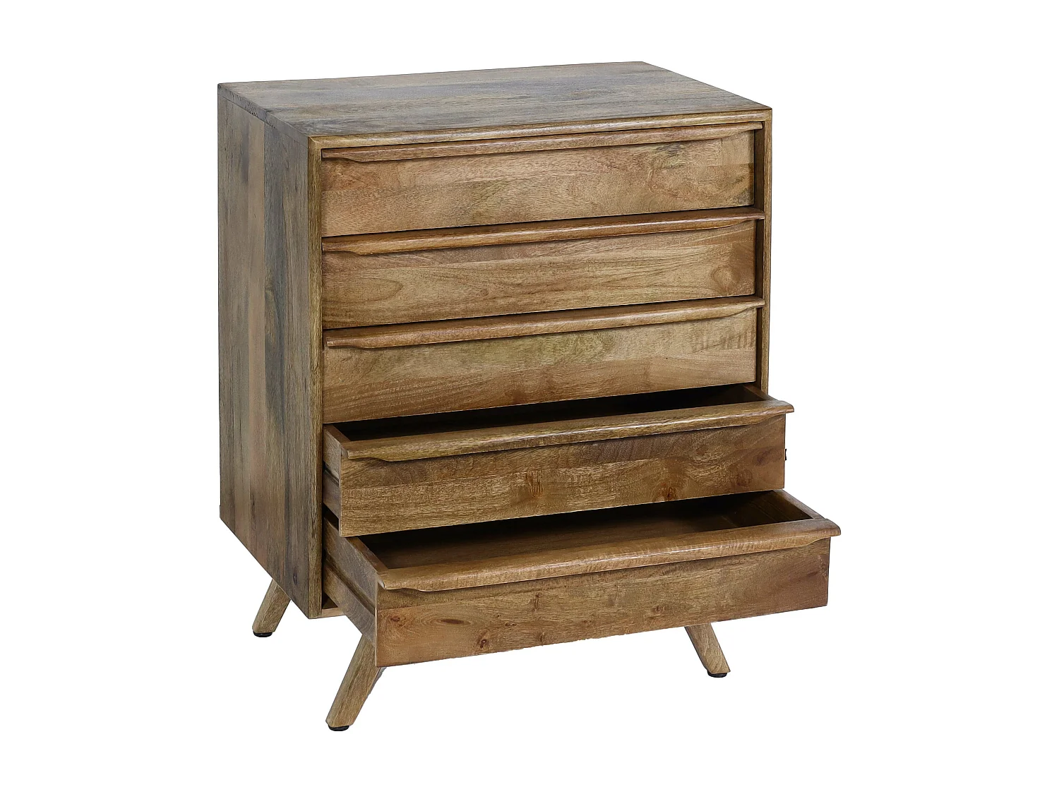 Cassettiera a 5 cassetti soggiorno camera da letto MCW-L96 81x65x43cm legno di mango colore noce