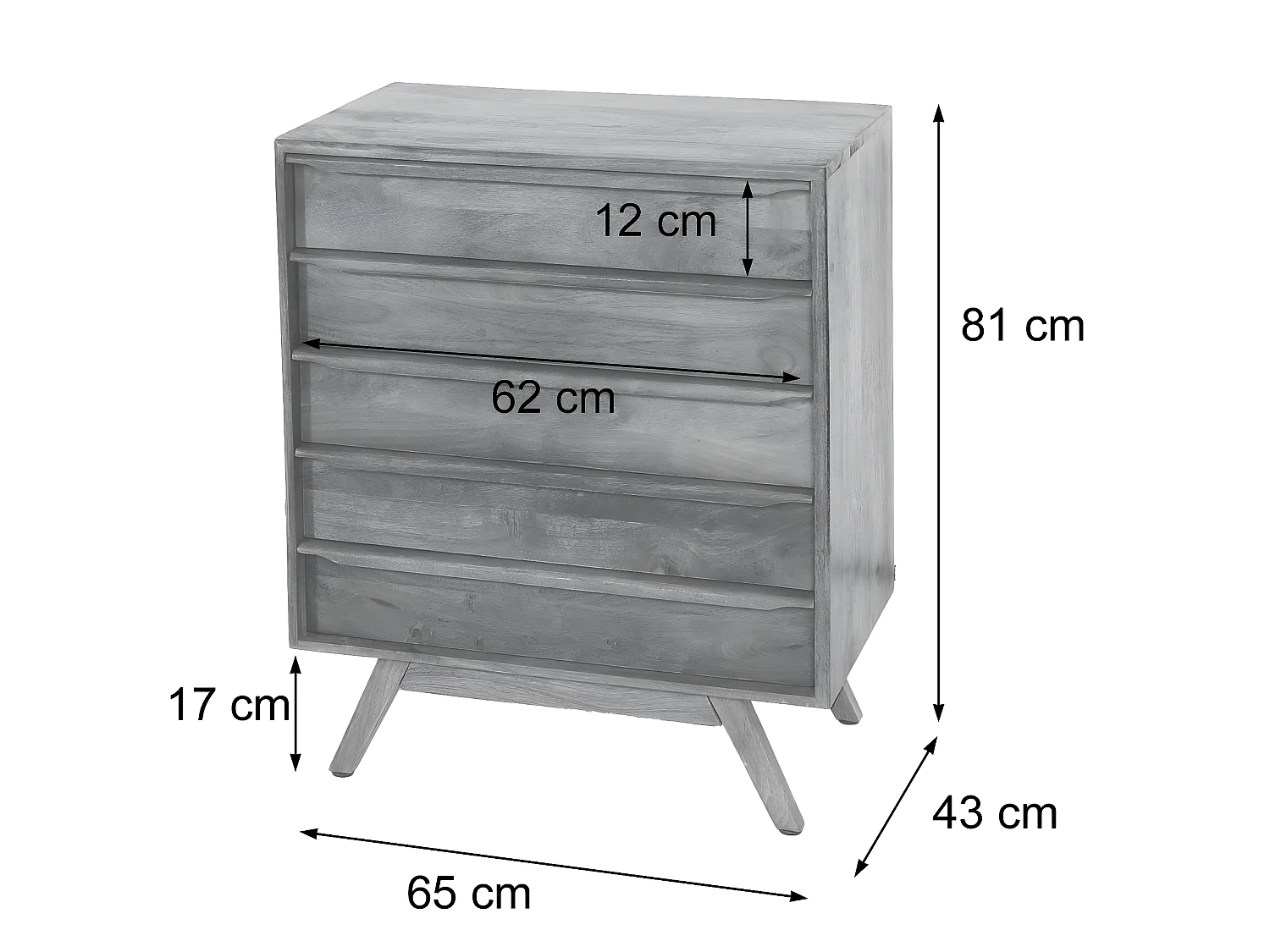 Cassettiera a 5 cassetti soggiorno camera da letto MCW-L96 81x65x43cm legno di mango colore noce