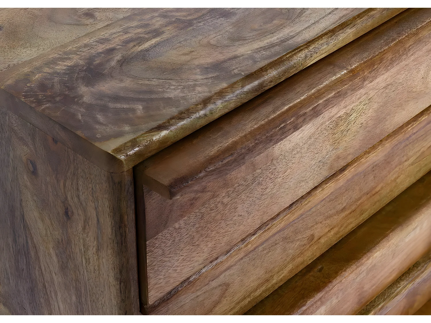 Cassettiera a 5 cassetti soggiorno camera da letto MCW-L96 81x65x43cm legno di mango colore noce