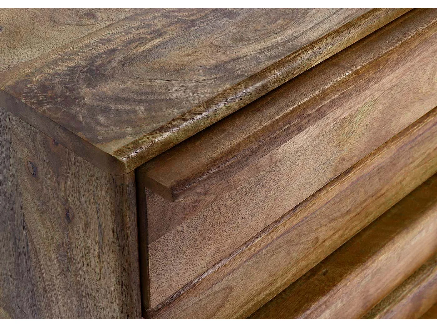 Highboard MCW-L96, Kommode Sideboard Schrank Schubladen Massiv-Holz Mango 81x65x43cm MVG-zertifiziert