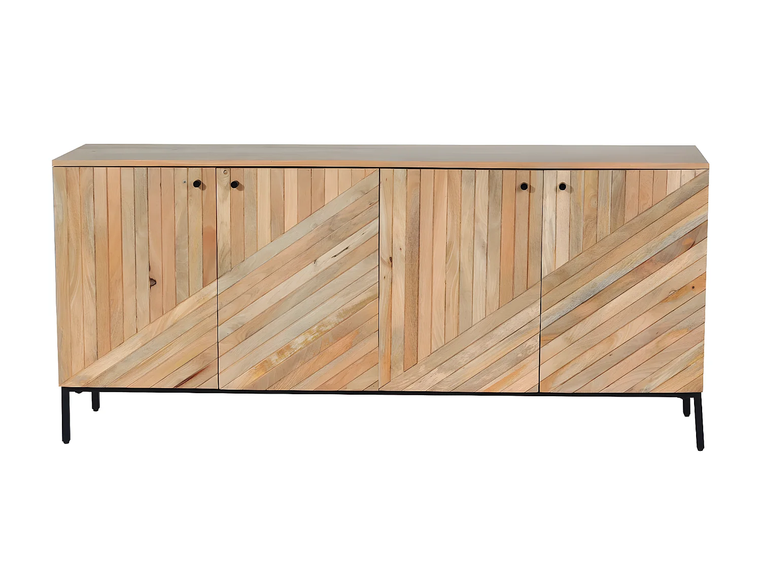 Credenza armadietto sideboard MCW-L95 metallo legno di mango 79x176x42cm colore naturale