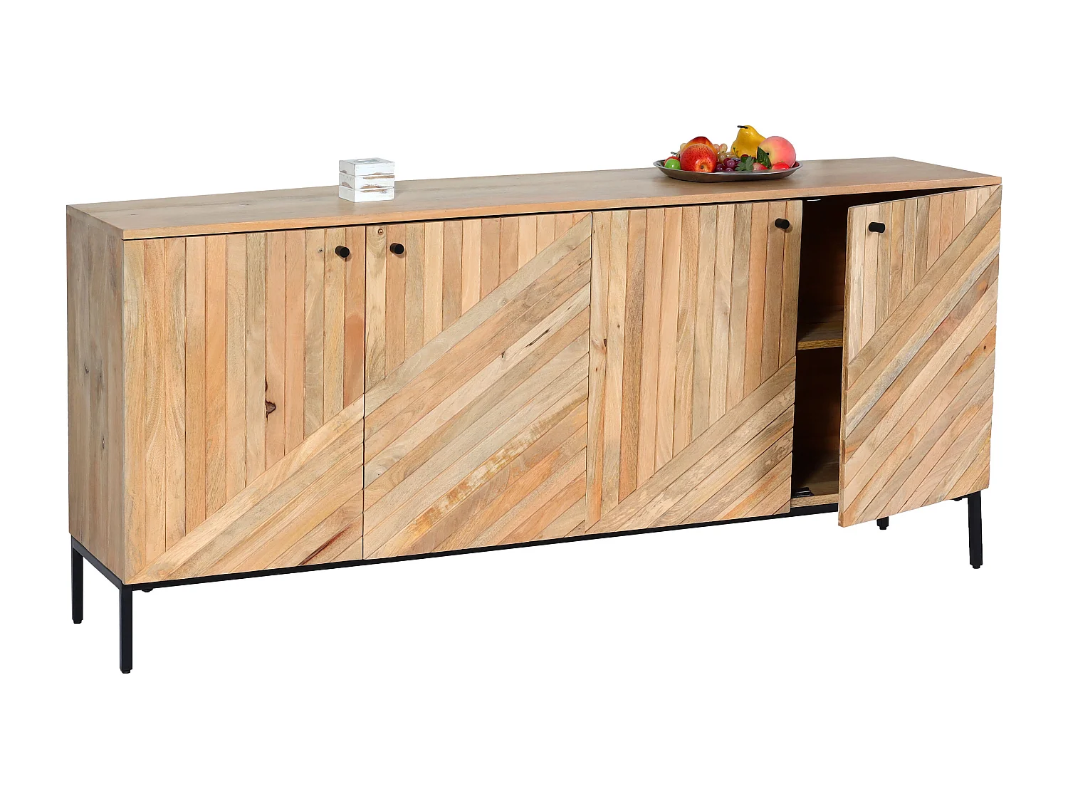 Sideboard MCW-L95, Kommode Schrank Anrichte, Massiv-Holz Mango 79x176x42cm MVG-zertifiziert, natur