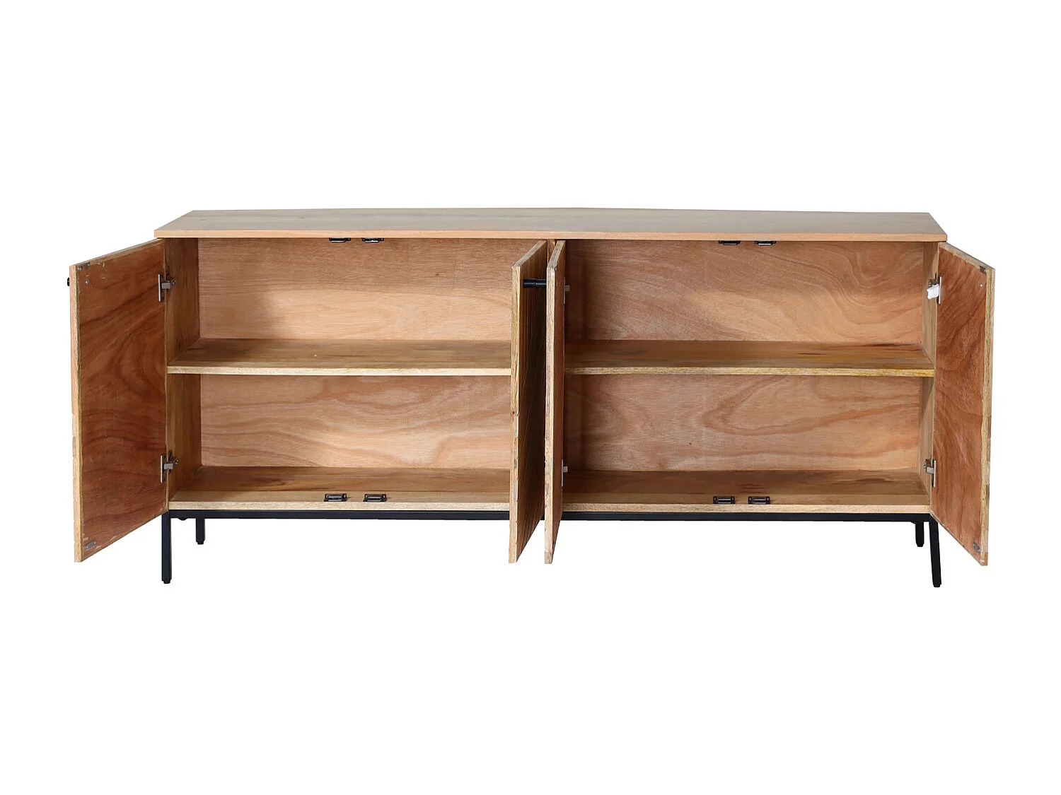 Sideboard MCW-L95, Kommode Schrank Anrichte, Massiv-Holz Mango 79x176x42cm MVG-zertifiziert, natur