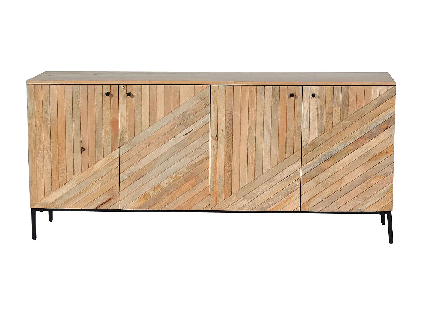 Sideboard MCW-L95, Kommode Schrank Anrichte, Massiv-Holz Mango 79x176x42cm MVG-zertifiziert, natur