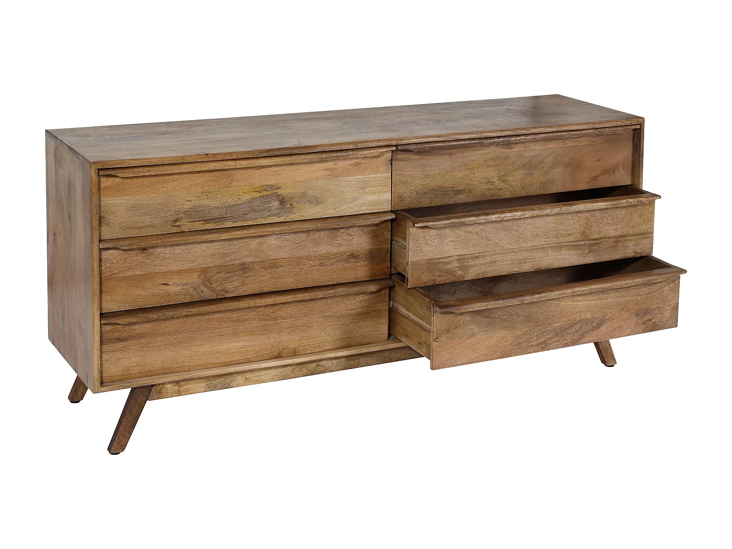 Cassettiera 6 cassetti soggiorno camera letto MCW-L96 72x150x42cm legno di mango