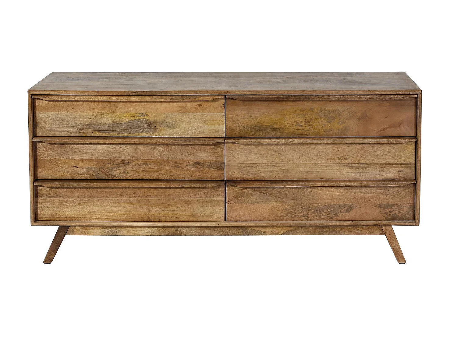 Cassettiera 6 cassetti soggiorno camera letto MCW-L96 72x150x42cm legno di mango