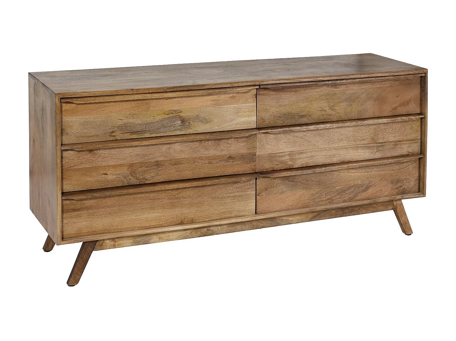 Cassettiera 6 cassetti soggiorno camera letto MCW-L96 72x150x42cm legno di mango