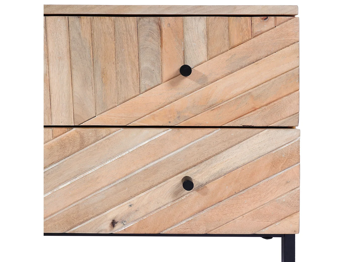 Porta TV lowboard mobile salotto MCW-L95 cassetti legno di mango colore naturale
