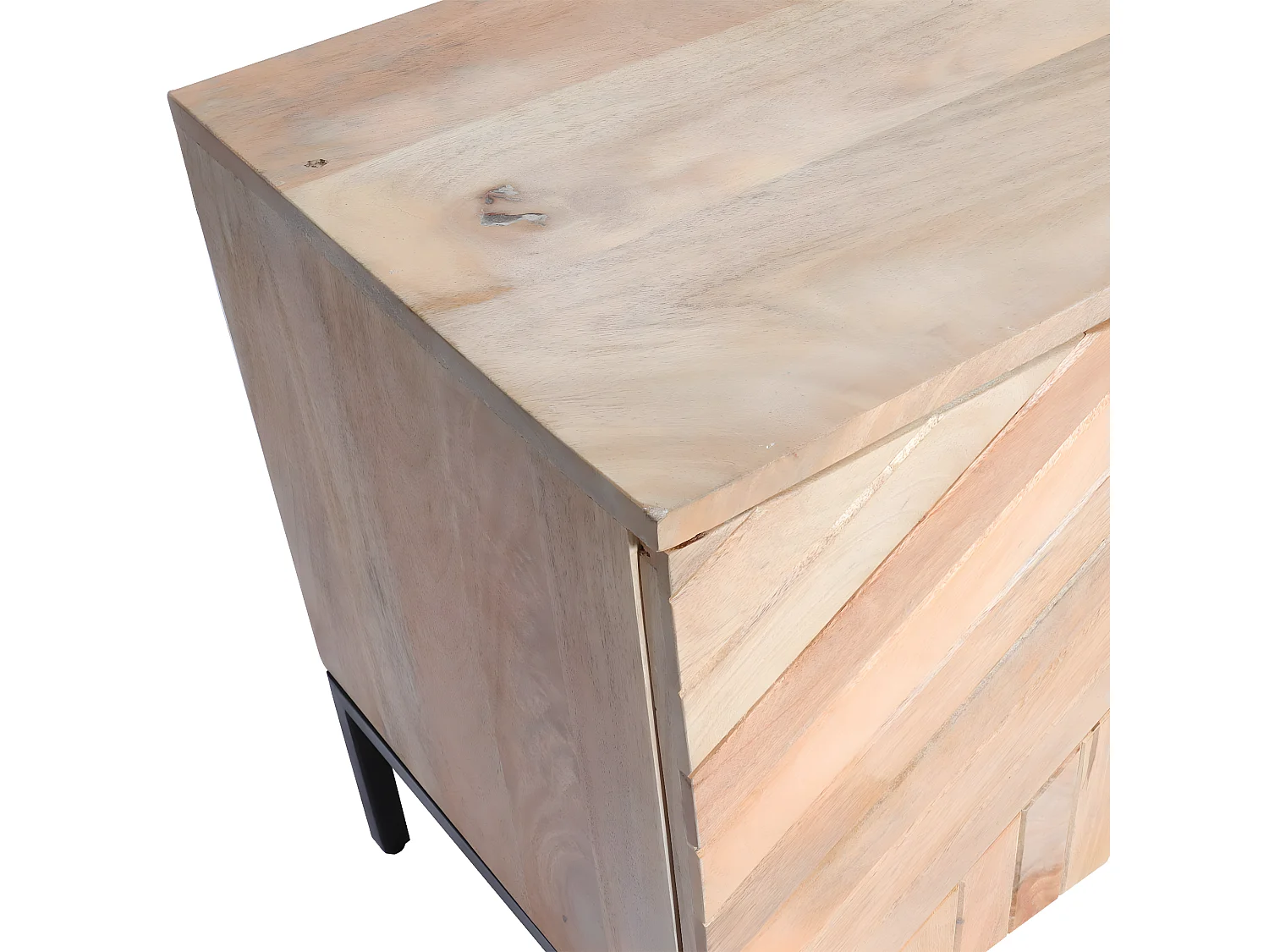 Porta TV lowboard mobile salotto MCW-L95 cassetti legno di mango colore naturale