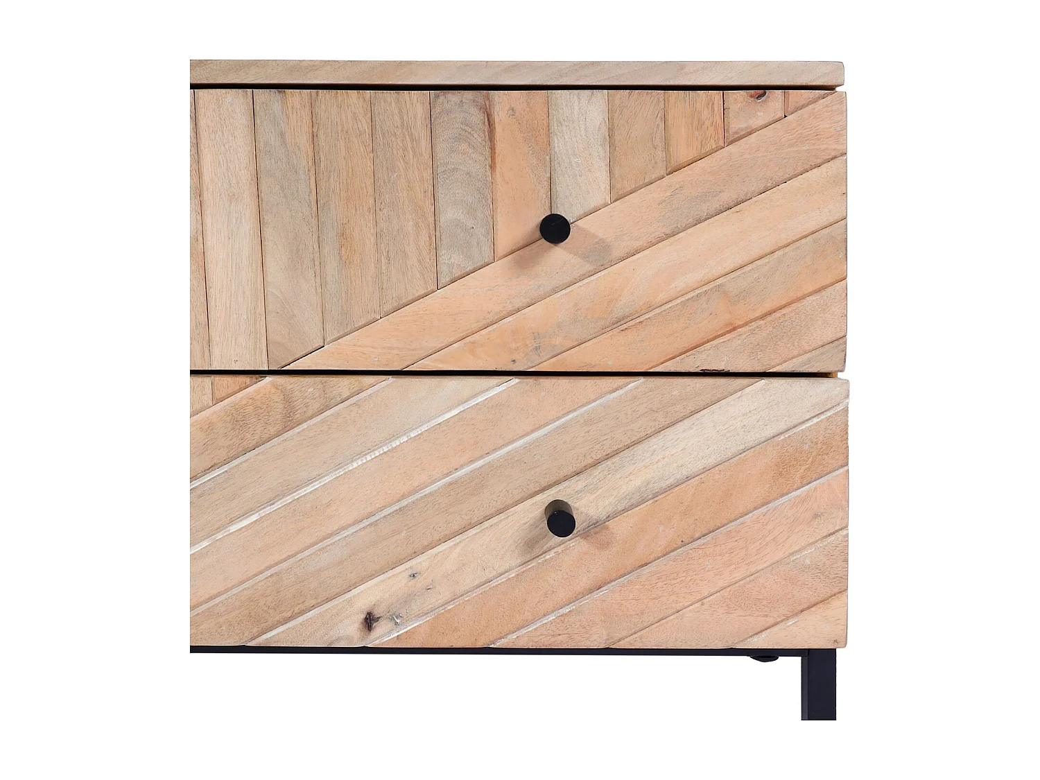 TV-Rack MCW-L95, TV-Board Fernsehtisch Lowboard TV-Schrank Kommode, Massiv-Holz Mango 56x145x43cm MVG, natur