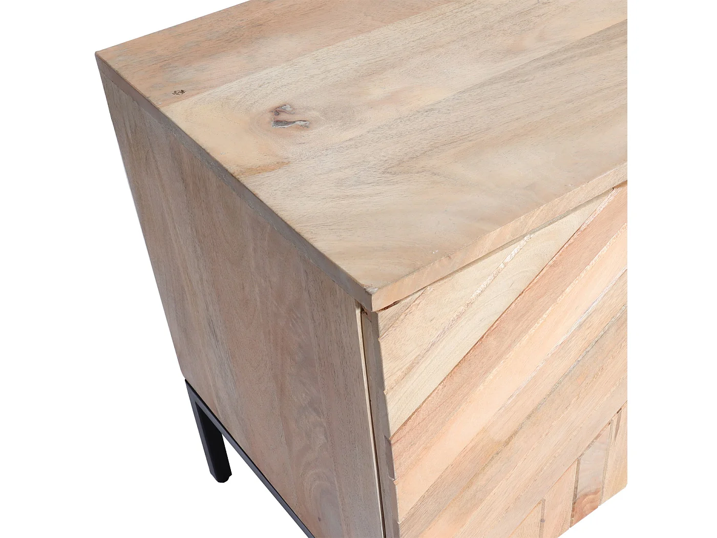 TV-Rack MCW-L95, TV-Board Fernsehtisch Lowboard TV-Schrank Kommode, Massiv-Holz Mango 56x145x43cm MVG, natur