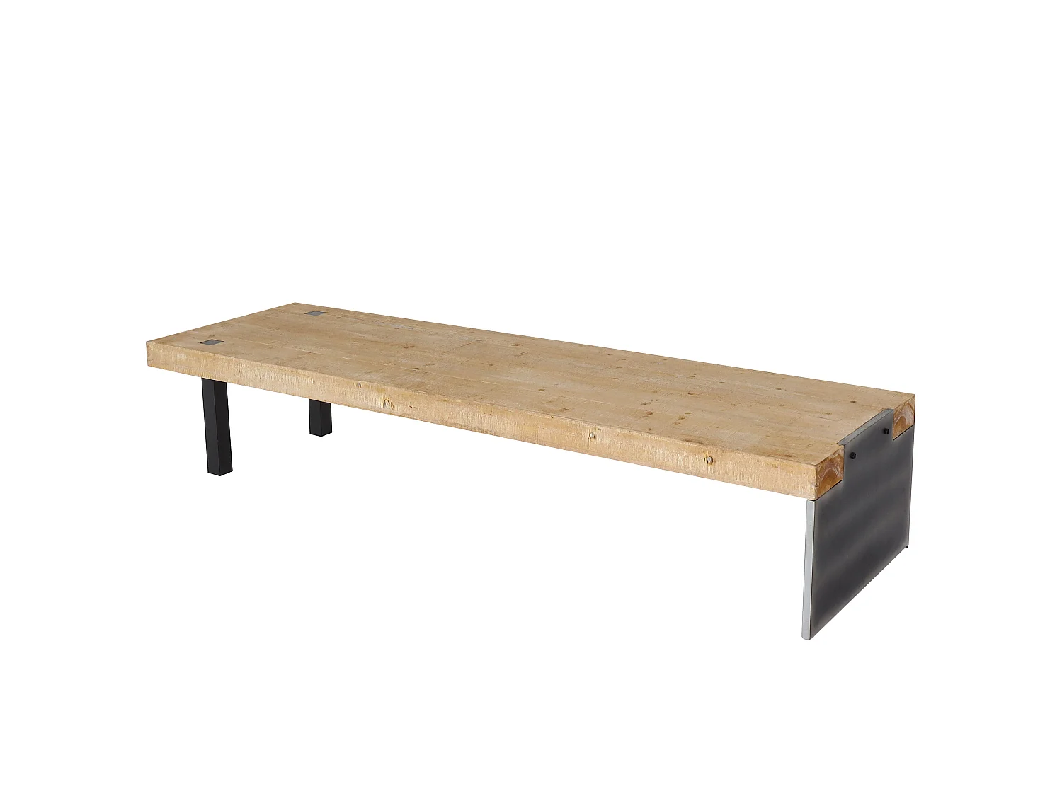 Mobile tavolo tavolino porta TV MCW-L75 40x200x60cm ferro legno chiaro e nero