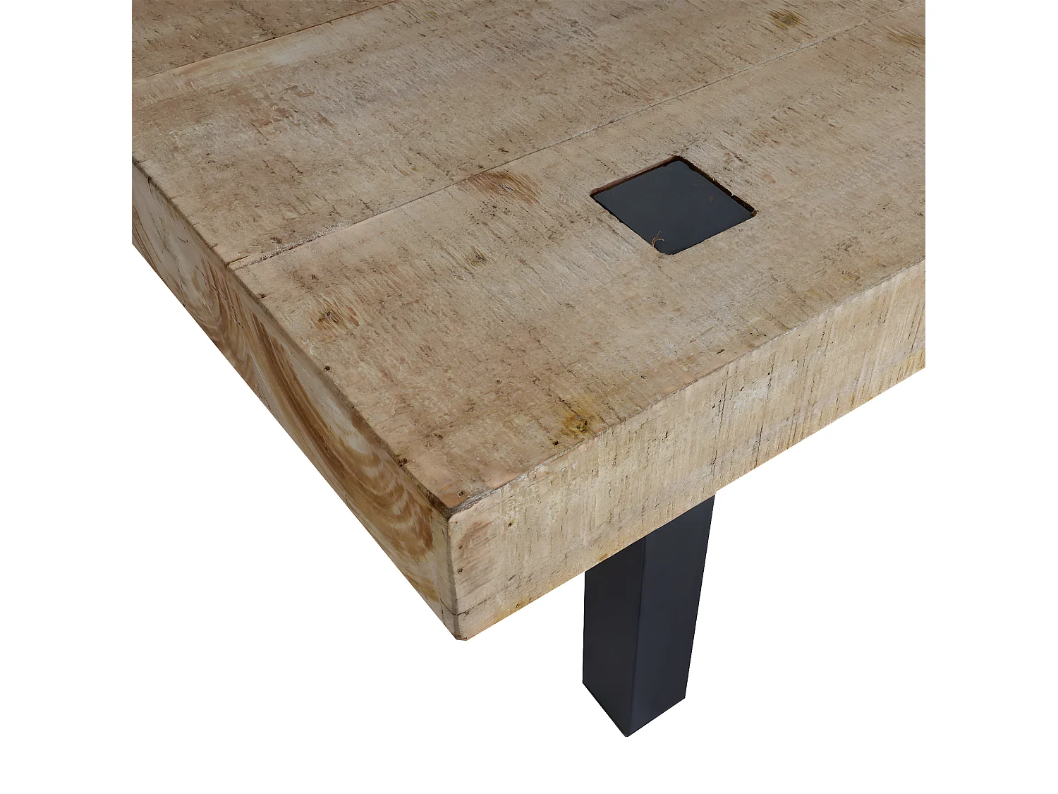 Mobile tavolo tavolino porta TV MCW-L75 40x200x60cm ferro legno chiaro e nero