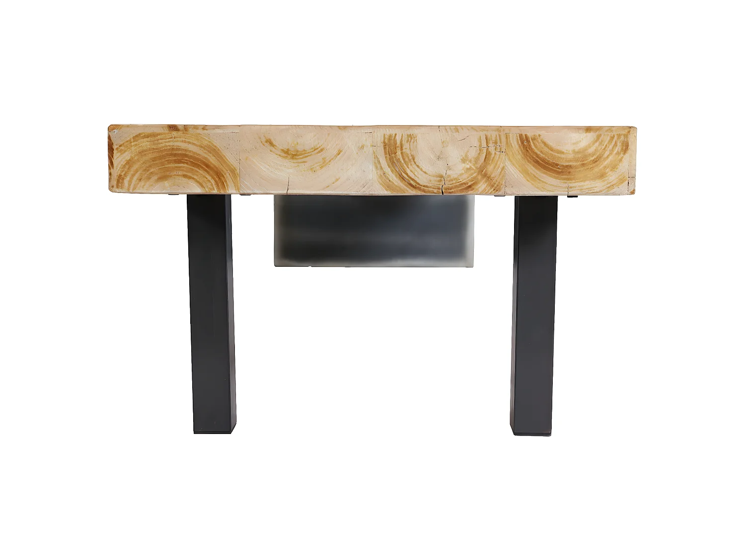 Mobile tavolo tavolino porta TV MCW-L75 40x200x60cm ferro legno chiaro e nero