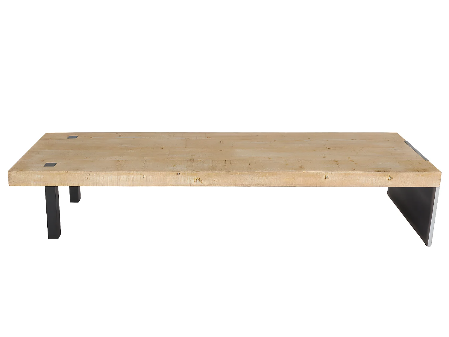 Mobile tavolo tavolino porta TV MCW-L75 40x200x60cm ferro legno chiaro e nero