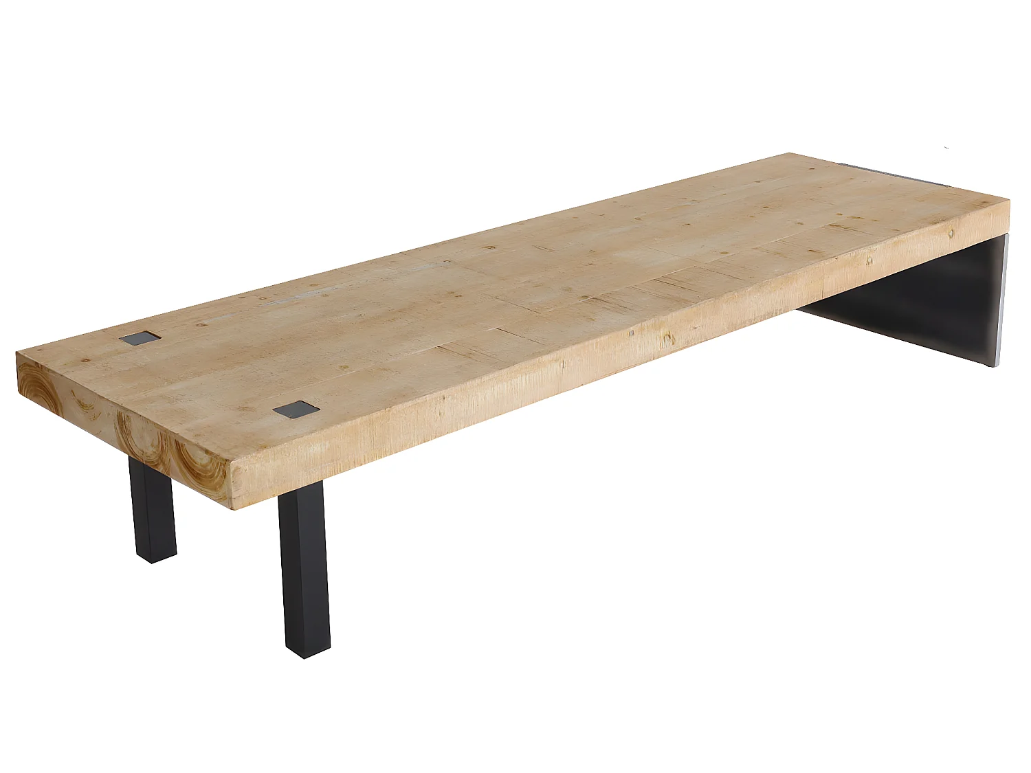 Mobile tavolo tavolino porta TV MCW-L75 40x200x60cm ferro legno chiaro e nero