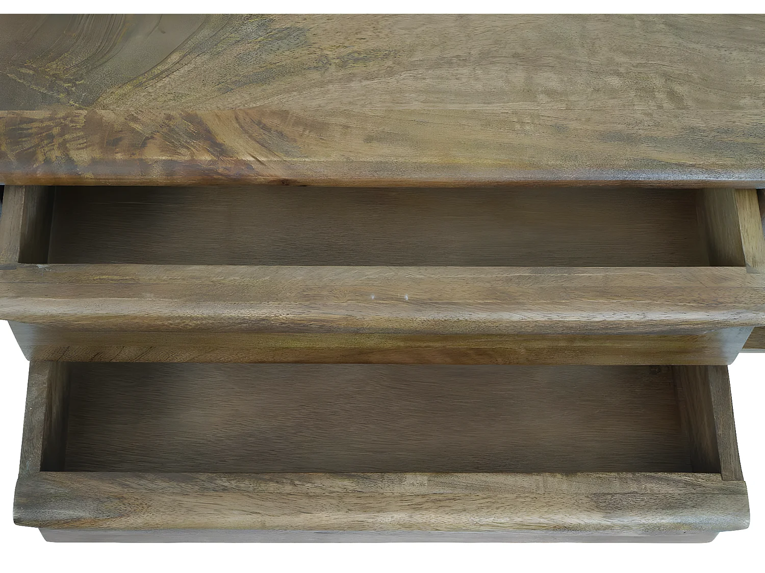 Porta TV lowboard mobile salotto MCW-L96 cassetti legno di mango colore noce