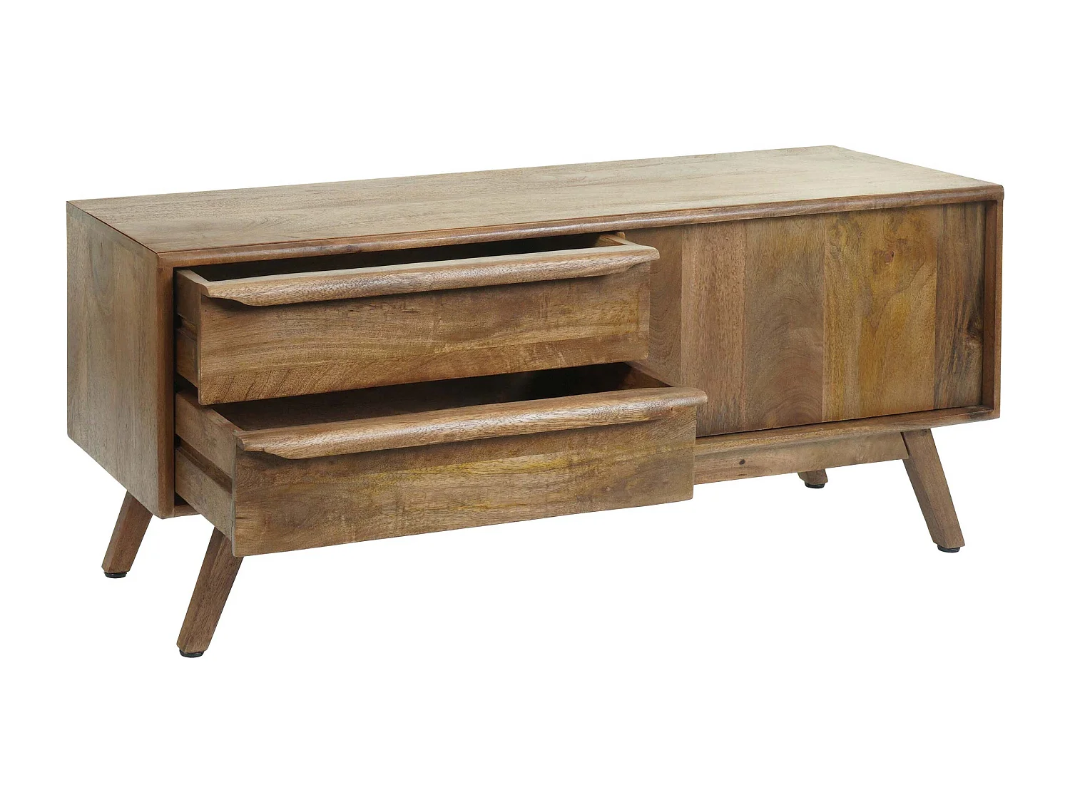 TV-Rack MCW-L96, Fernsehtisch Lowboard Kommode Schrank, Schubladen Massiv-Holz Mango 46x110x35cm MVG-zertifiziert