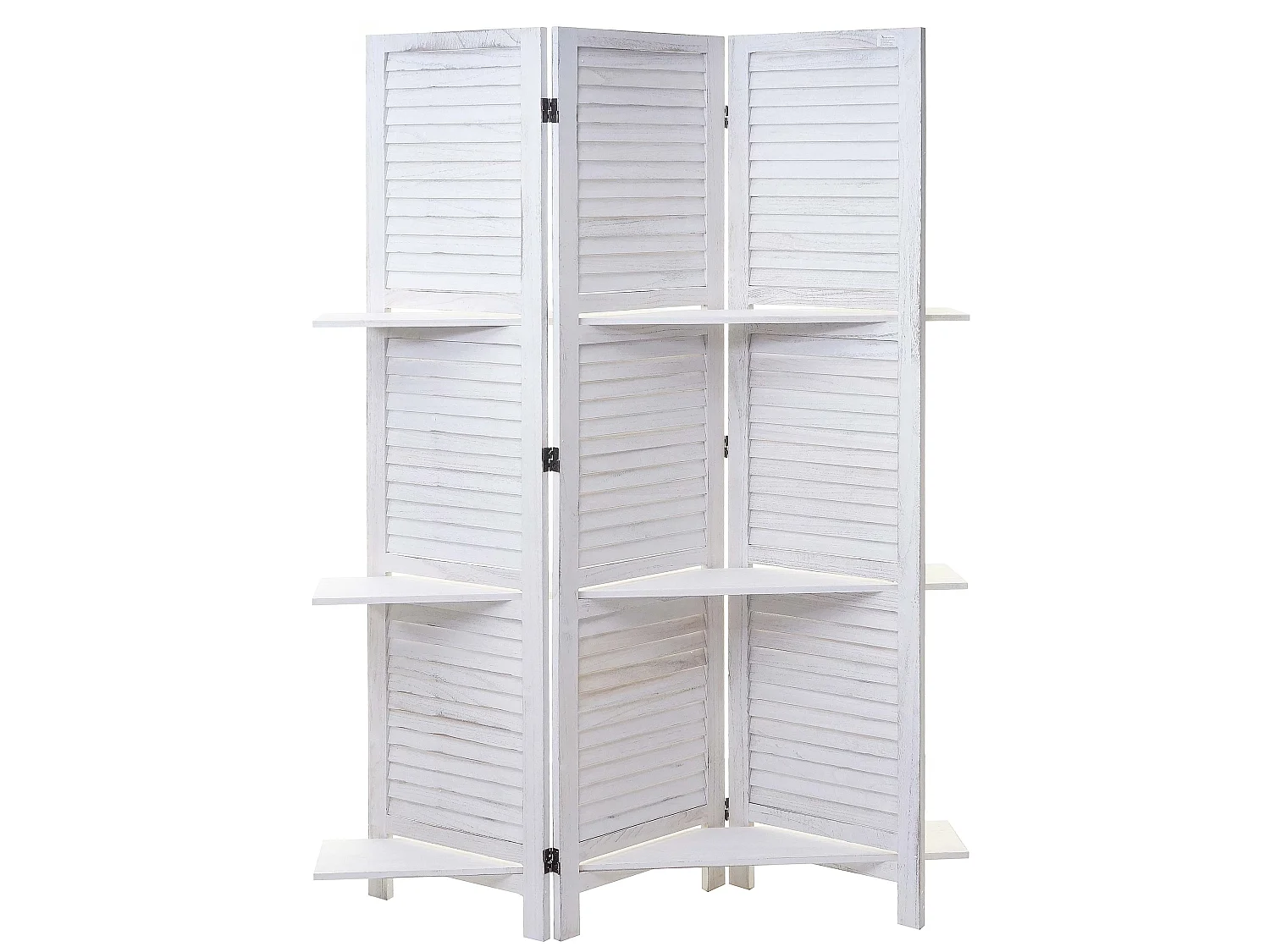 Paravent Aberdeen mit Regalböden, Weiß/weiß