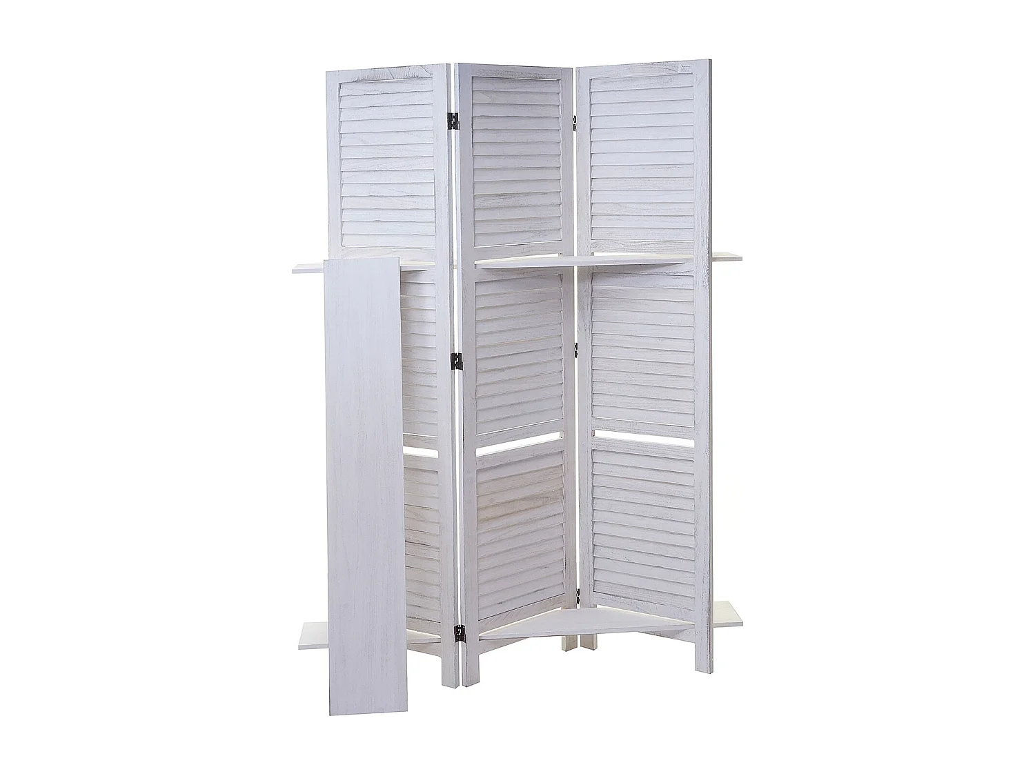 Paravent Aberdeen mit Regalböden, Weiß/weiß