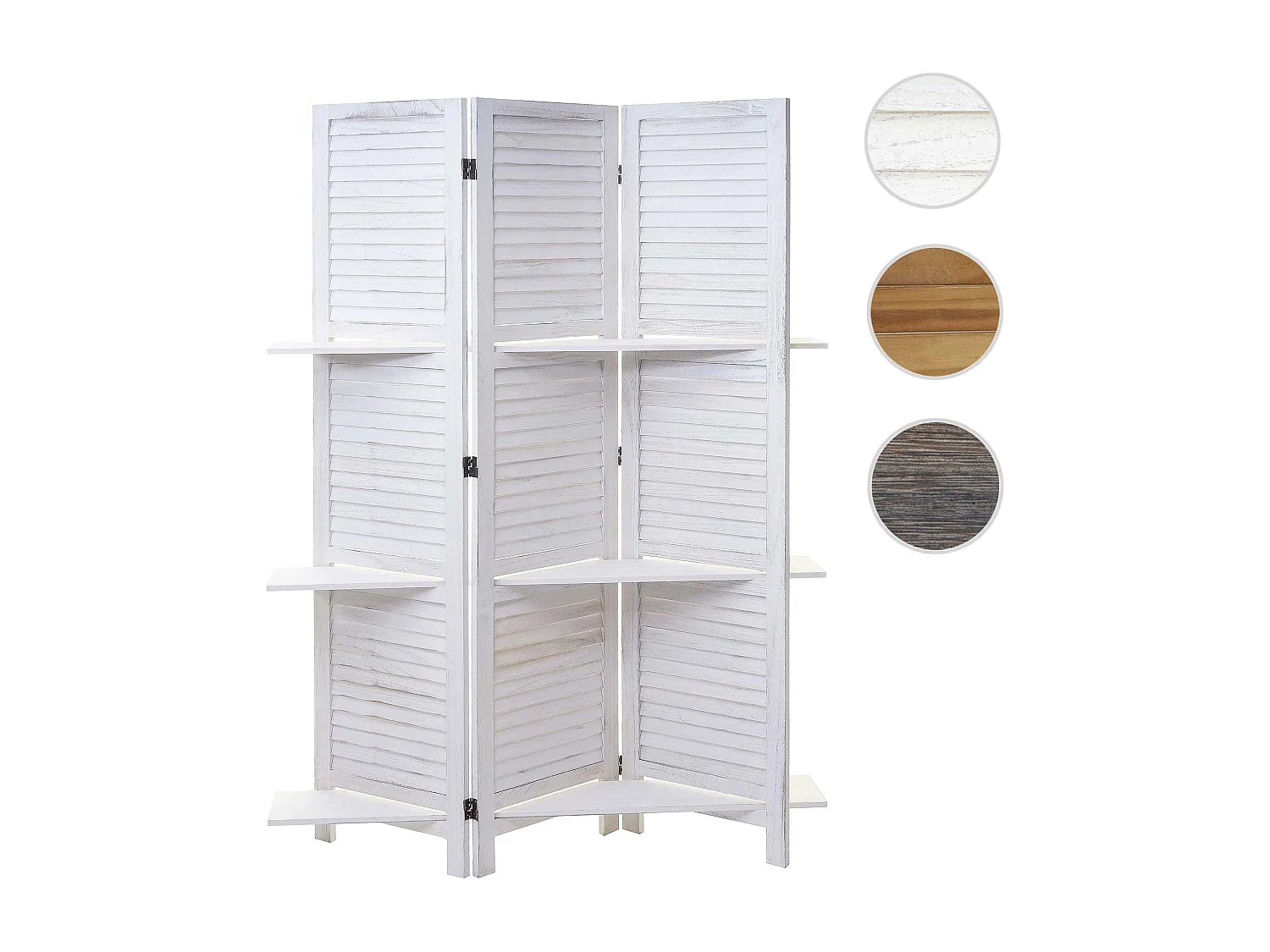 Paravent Aberdeen mit Regalböden, Weiß/weiß