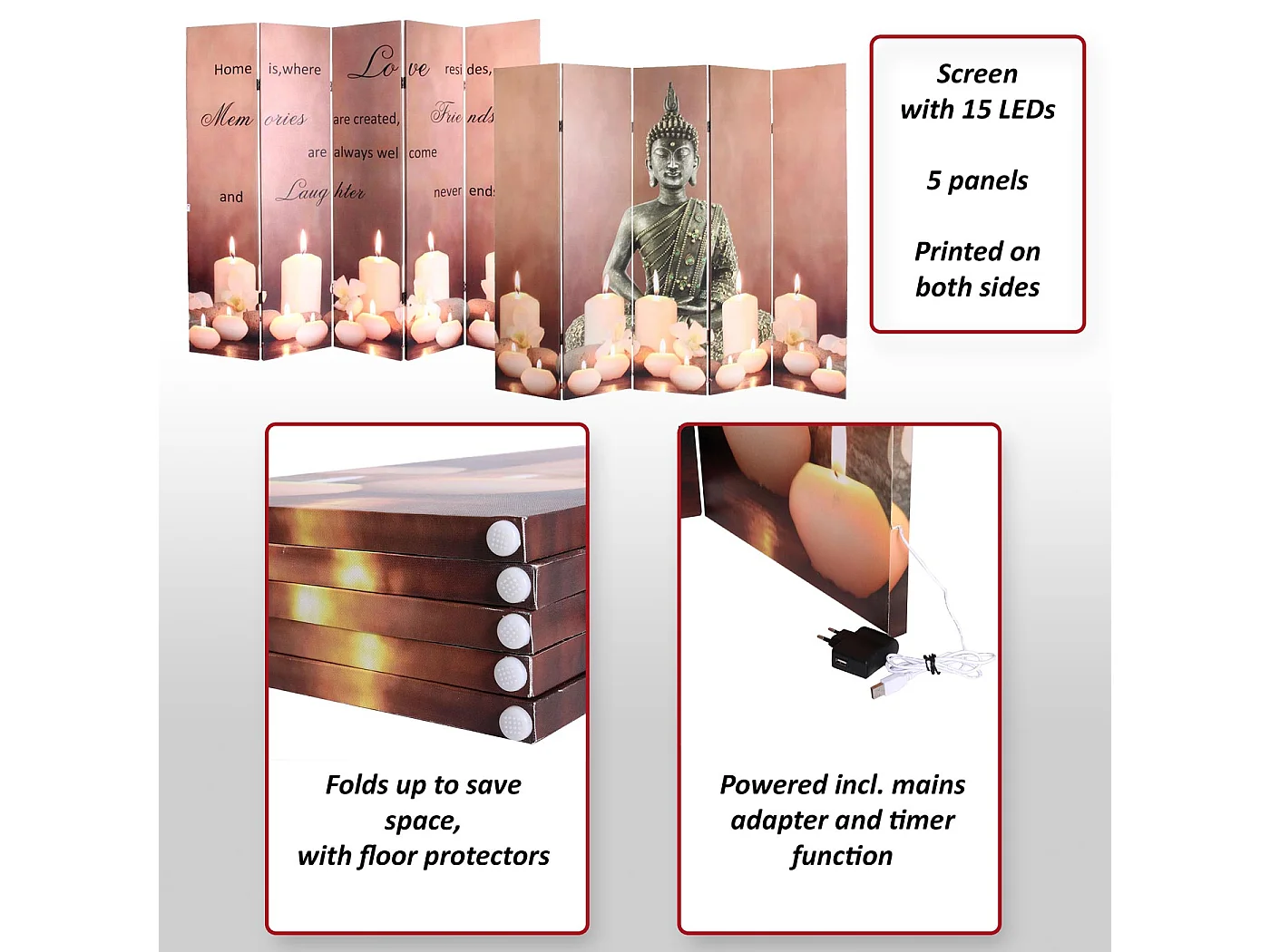 LED-Paravent Candles Netzbetrieben