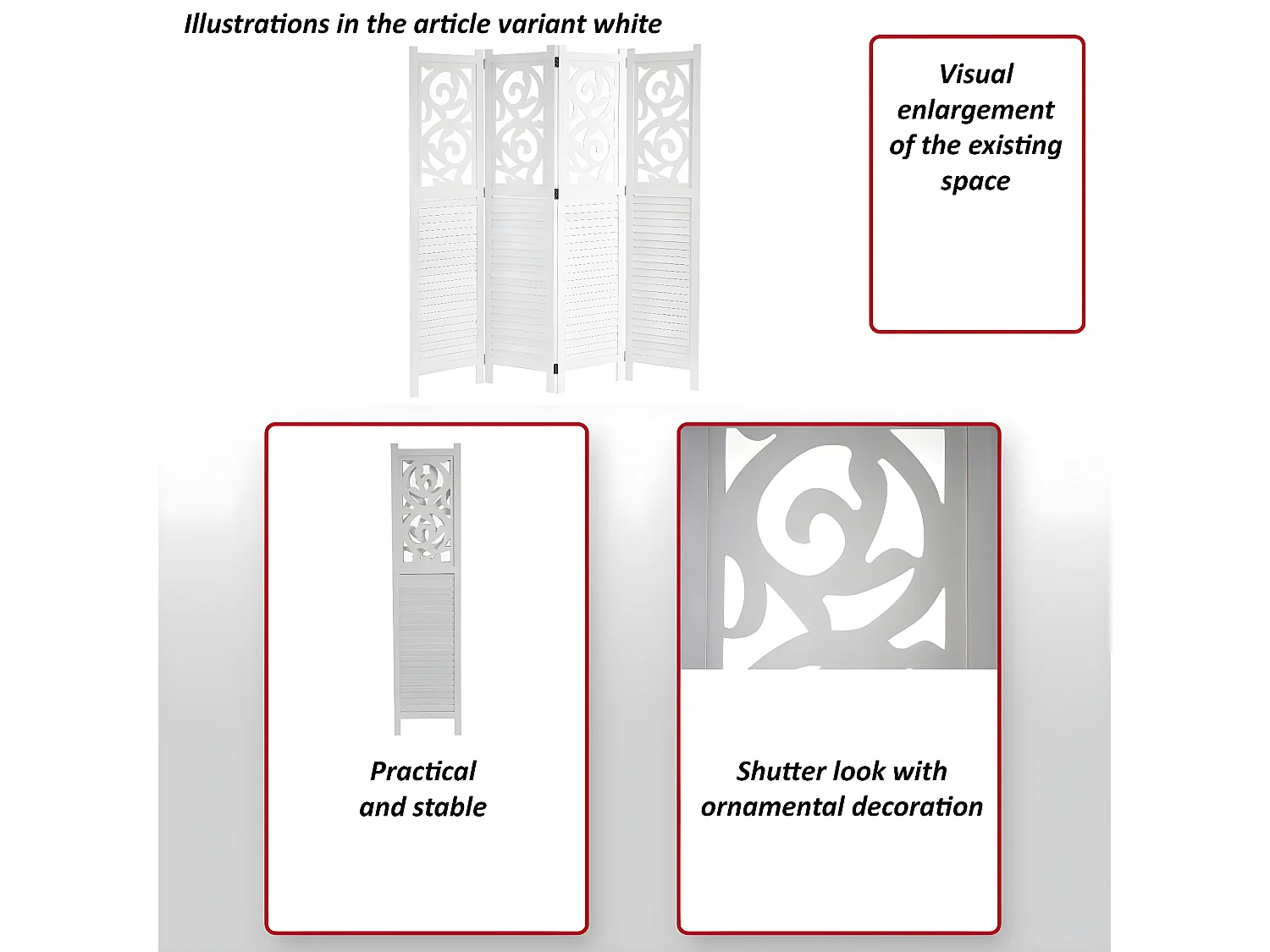 Paravent Izmir,  170x240cm, wit
