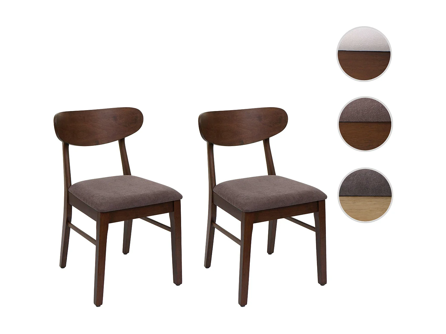 Silla de comedor MCW-M59 (set de 2),  estructura oscura, topo