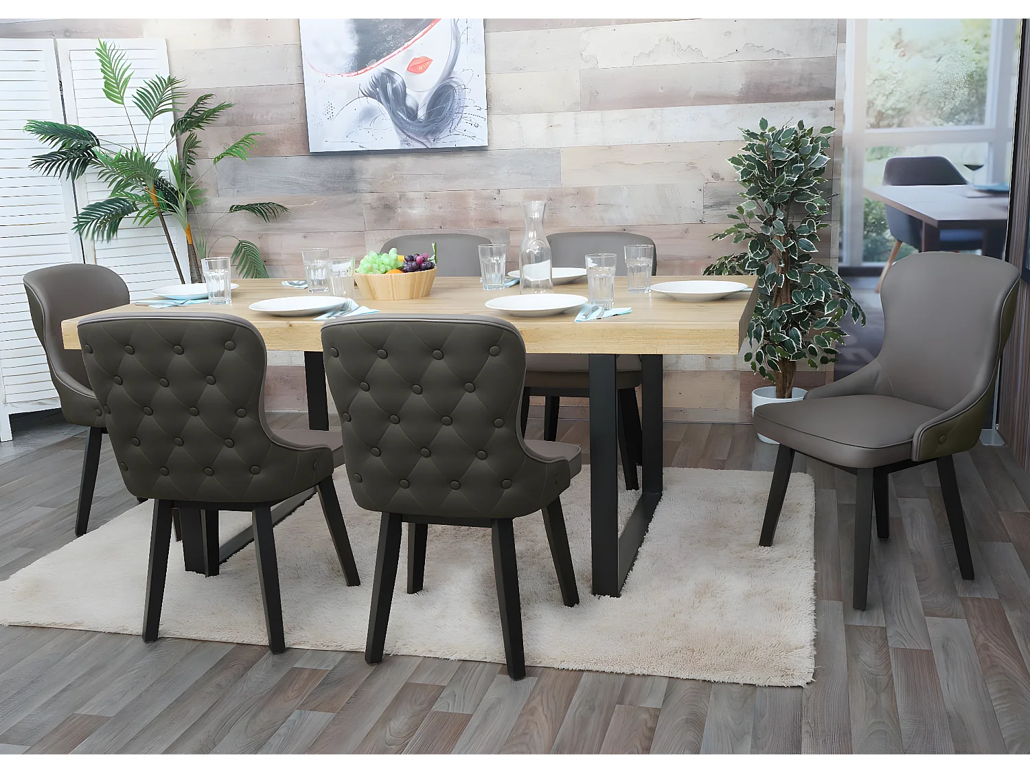 MCW-M60 eetkamerstoel (set van 2),  donkergroen-grijs