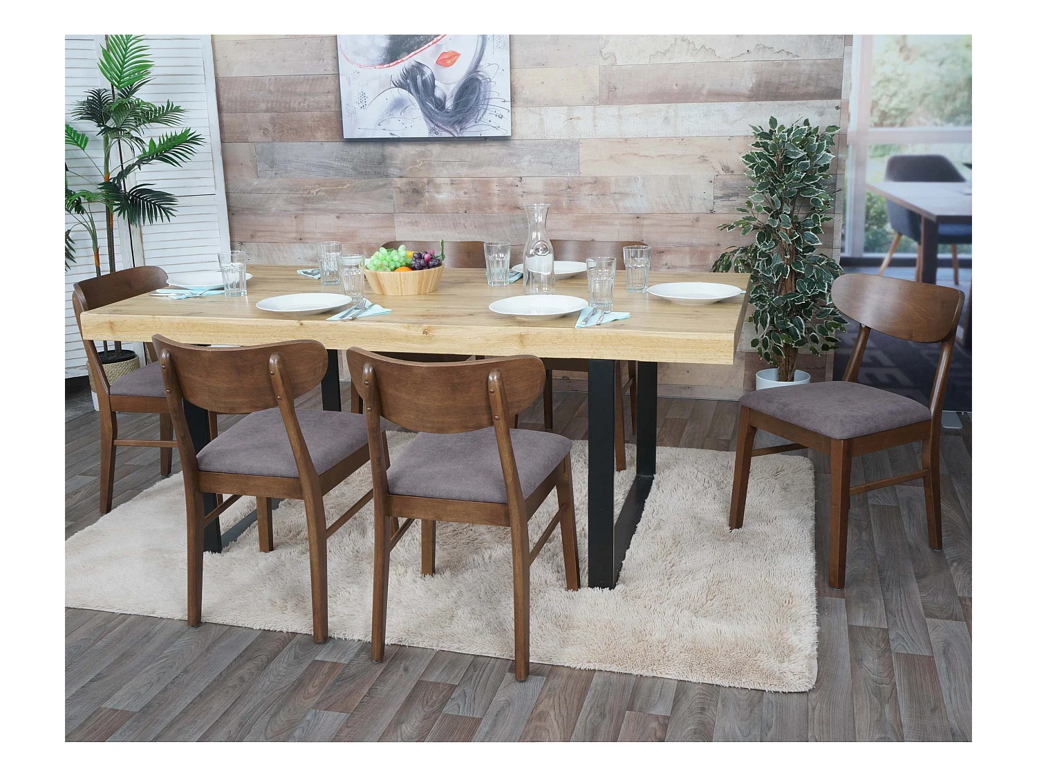 MCW-M59 eetkamerstoel (set van 6),  donker frame, taupe