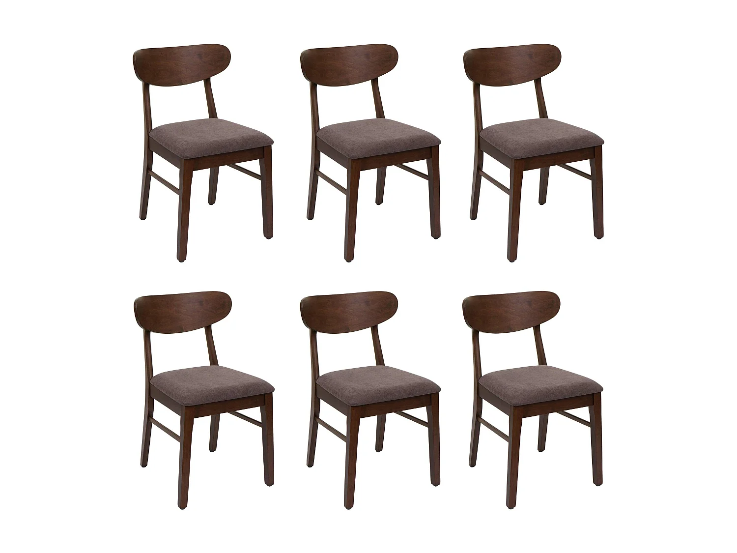 Silla de comedor MCW-M59 (juego de 6),  estructura oscura, topo
