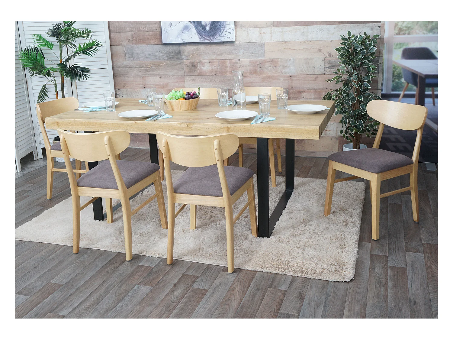 Chaise de salle à manger MCW-M59 (lot de 6),  piétement clair, taupe