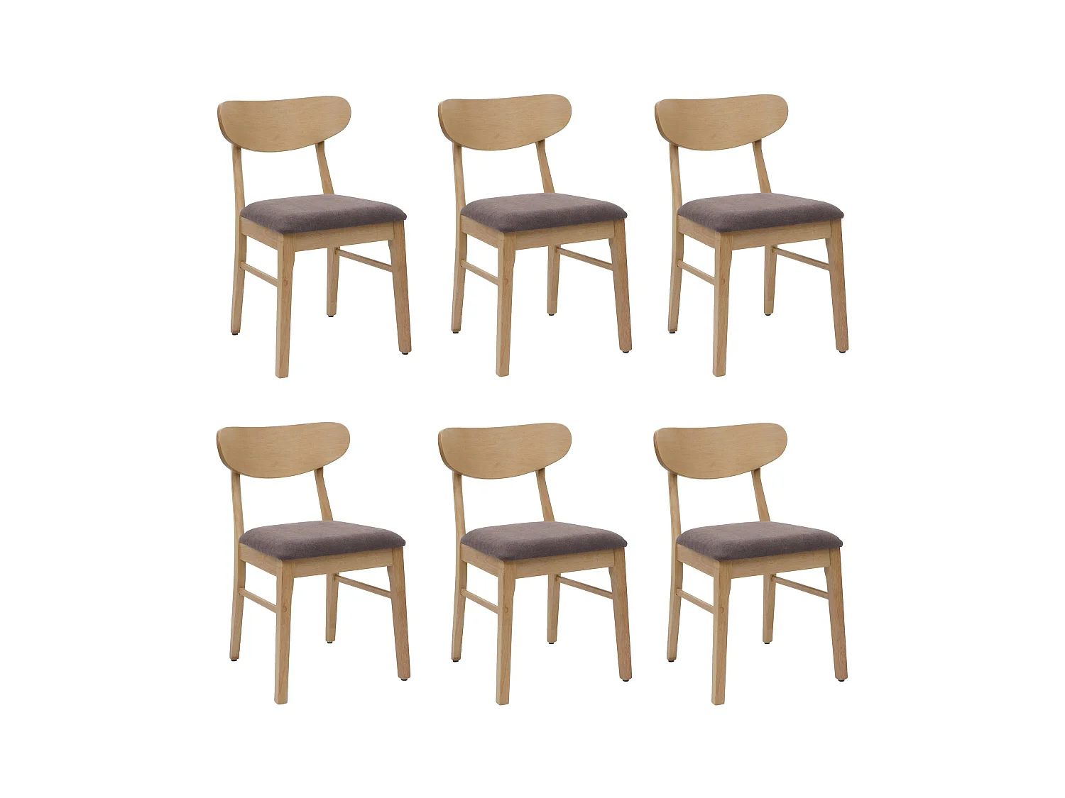 Silla de comedor MCW-M59 (juego de 6),  estructura color claro, topo