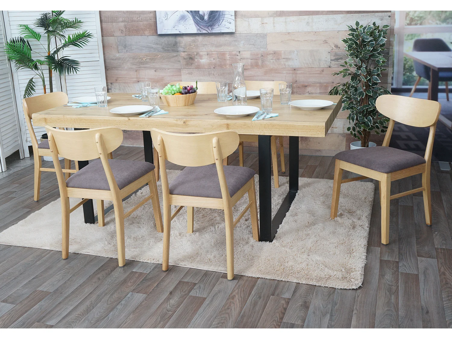 Chaise de salle à manger MCW-M59 (lot de 6),  piétement clair, taupe