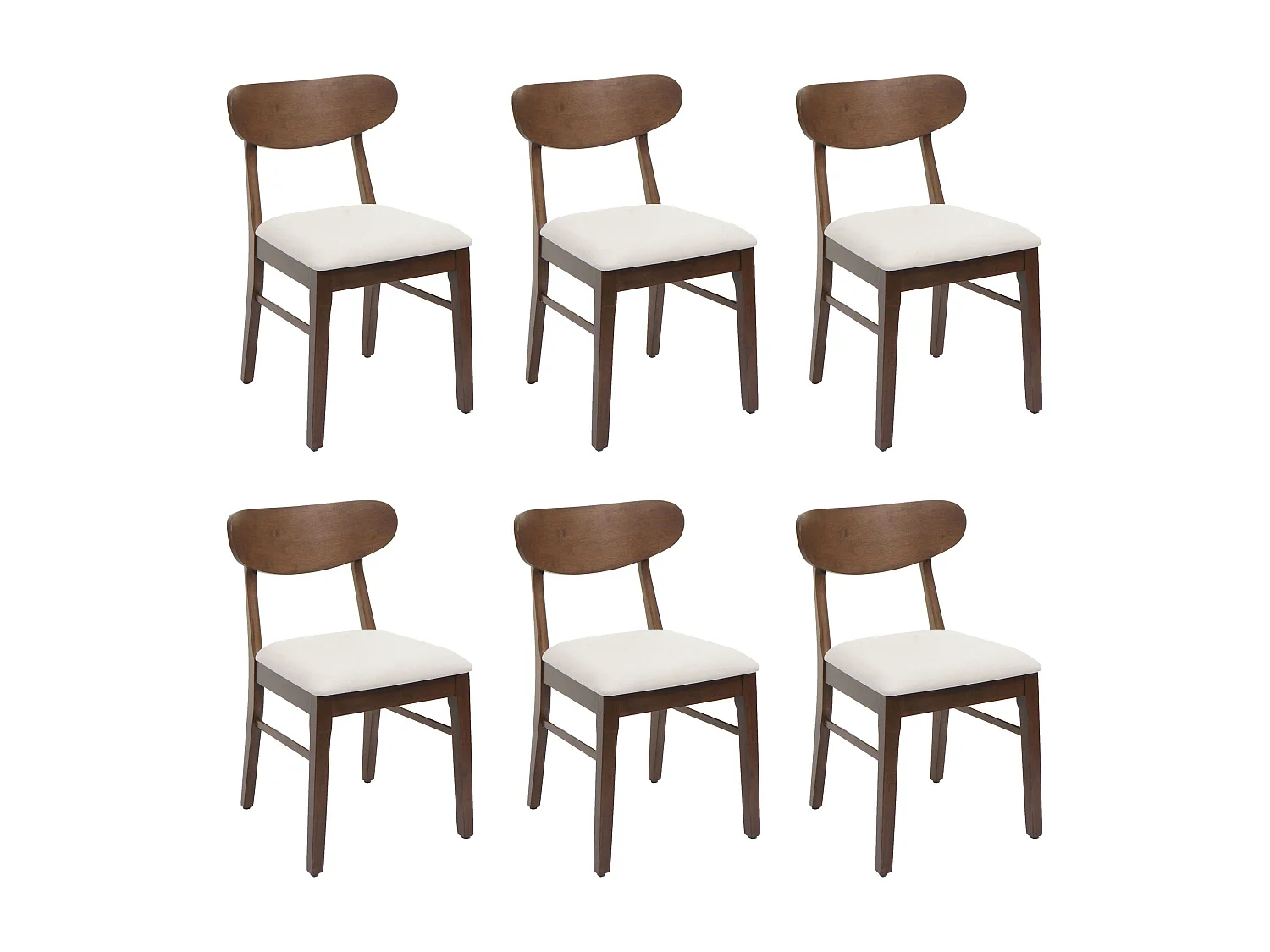 Chaise de salle à manger MCW-M59 (lot de 6),  bâti foncé, crème